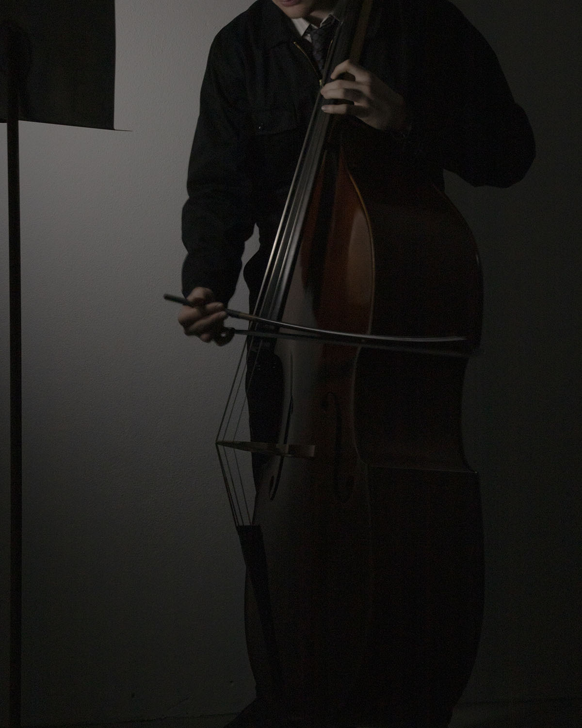 Kontrabass in Streiflicht